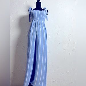 Striped blue romper